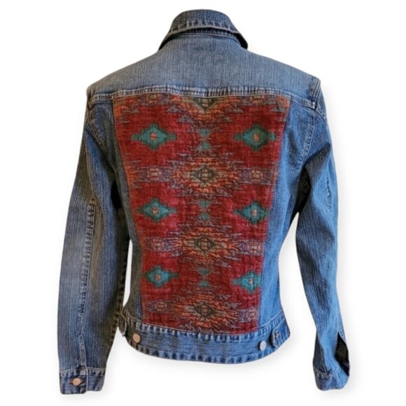 Vintage North River Southwest **Tapestry Denim Jacket** Small - Picture 3 of 13
